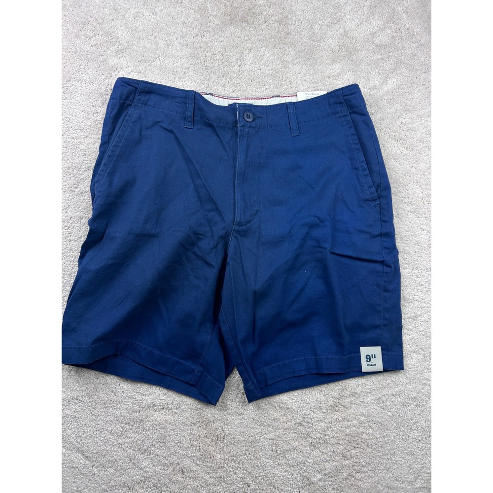 Chino Shorts Mens 32 Blue Flat Front 9 Inseam Casual Golf Preppy Summer Casual